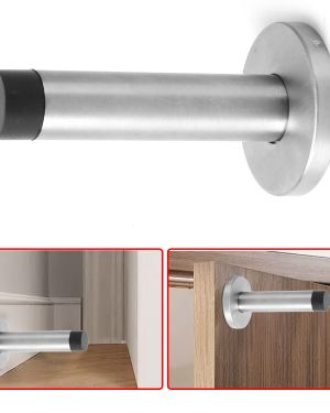 Wall Mounted Door Stopper Satin Stainless Steel Chrome Rubber Door Stop